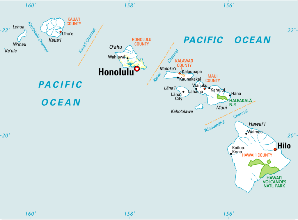 Map of the Hawaiian Islands.